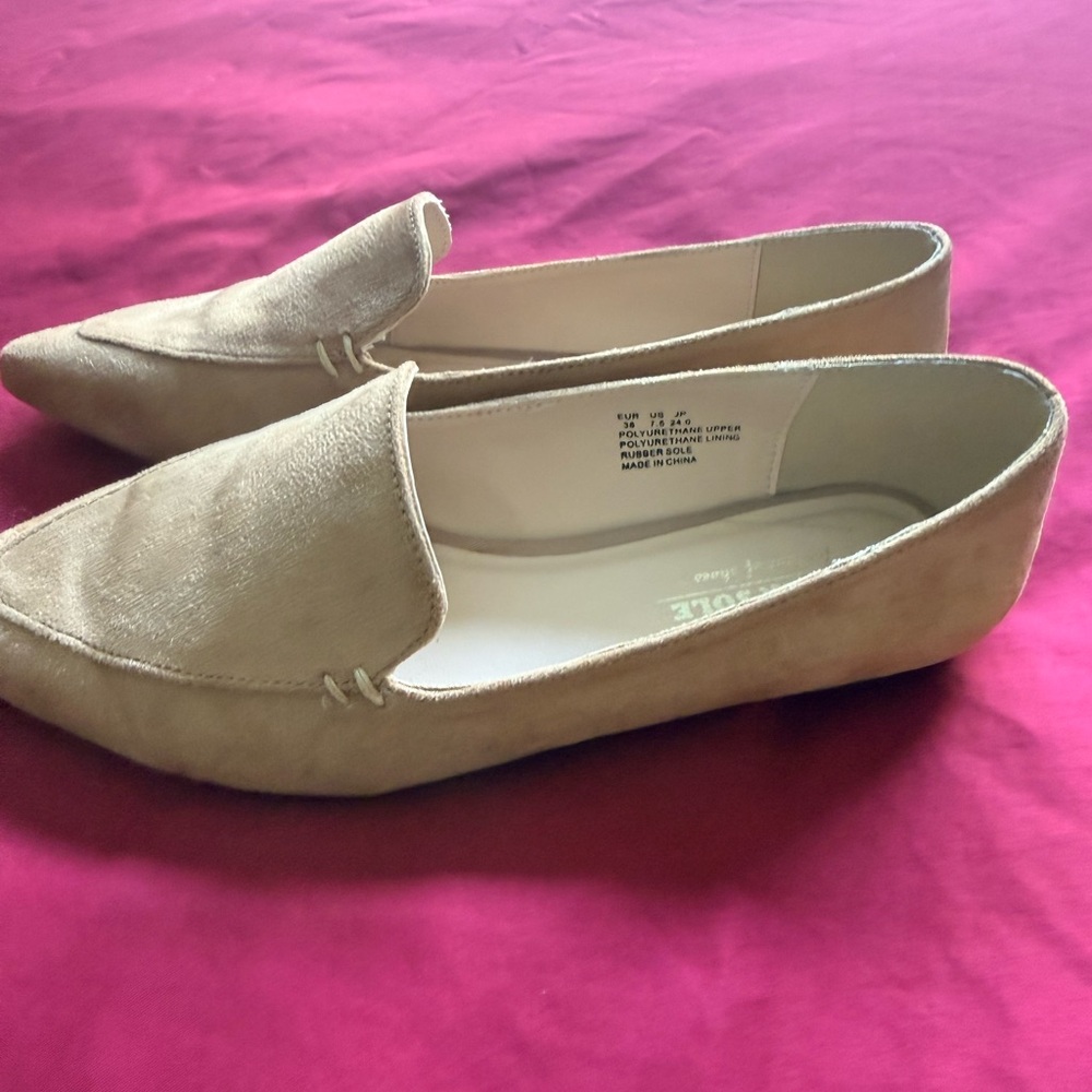 Women's Beige Suede Loafers - Picture 3 of 6